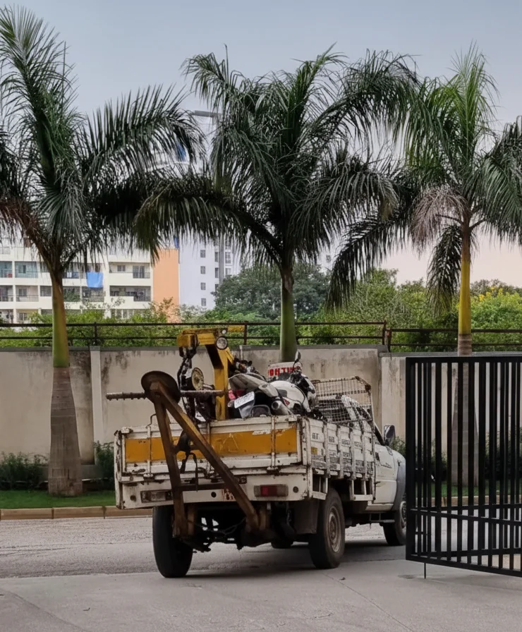 Vehicle towing truck at the facility