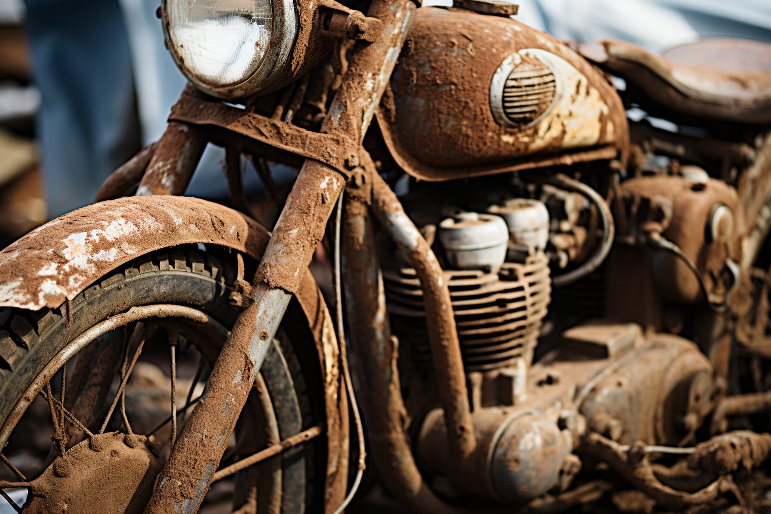 Rusty Used Motorbike generative by Ai.