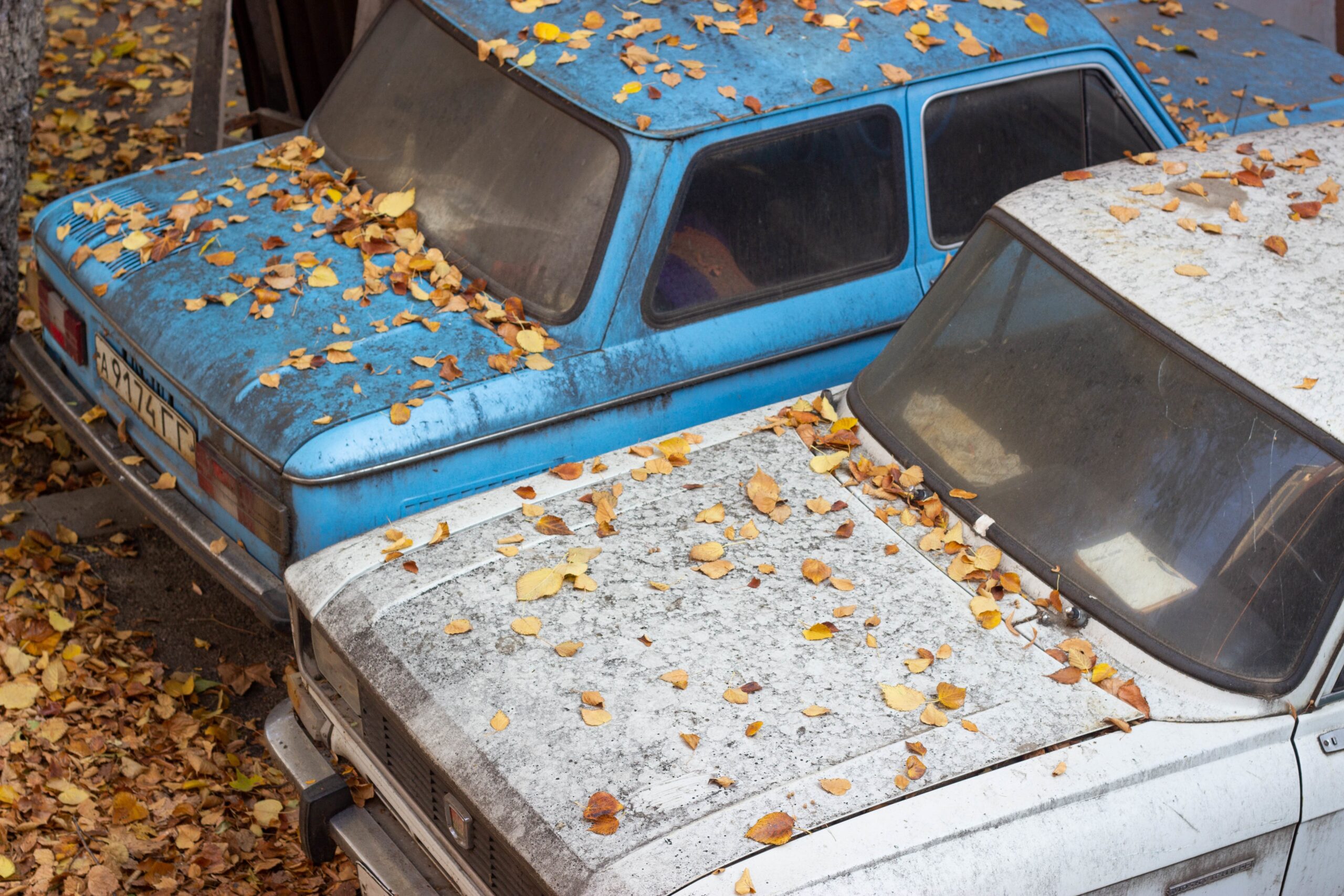 Soviet cars sit abandoned in Tbilisi, Georgia